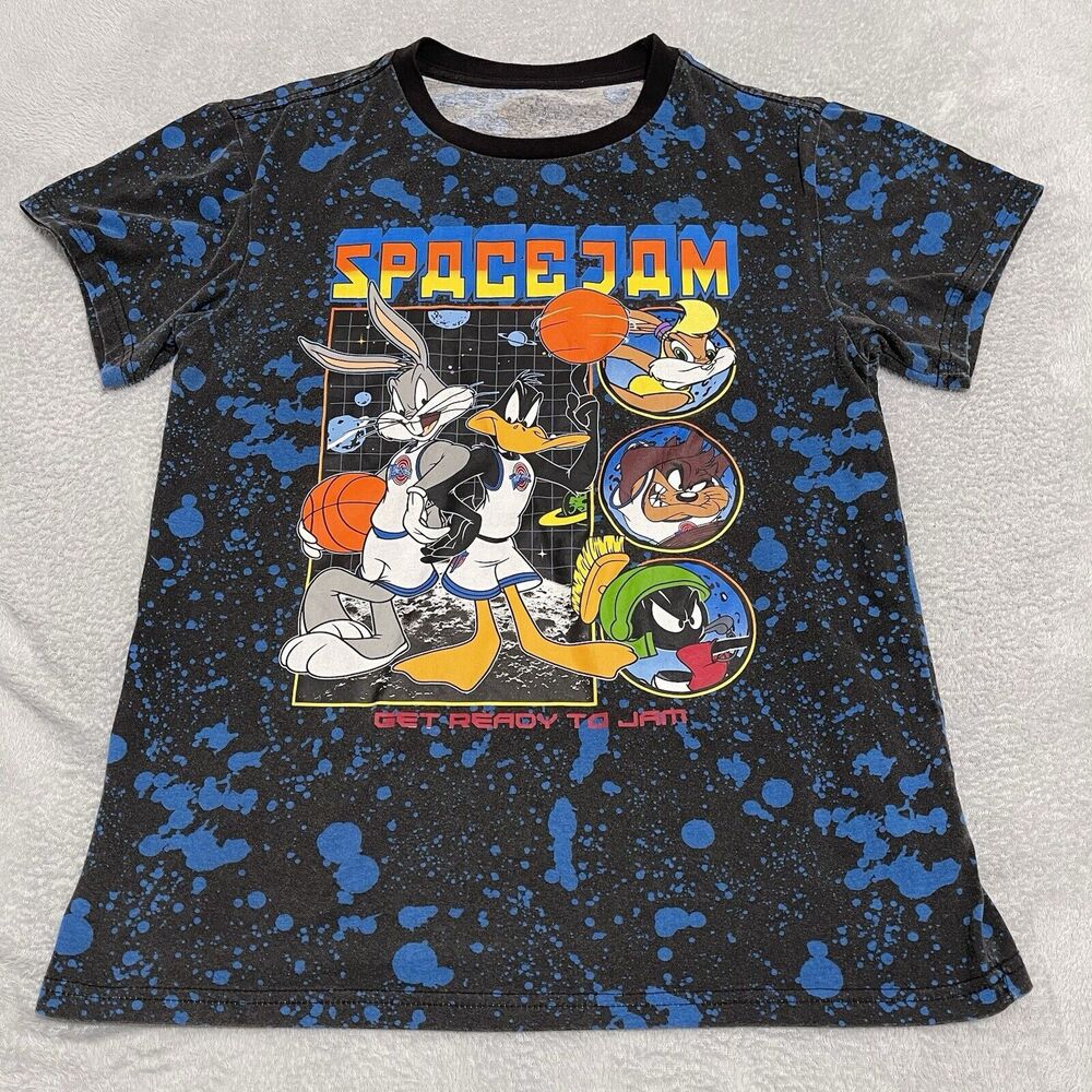 Space Jam Shirt Mens Medium Black Splatter Looney Tunes Squad‎ Graphic Tee